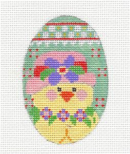 Egg ~ Spring Chick with Hat EGG handpainted Needlepoint Canvas by CH Design - Danji