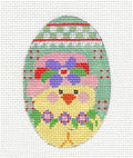 Egg ~ Spring Chick with Hat EGG handpainted 18 Mesh Needlepoint Ornament Canvas by CH Design - Danji
