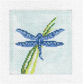 Canvas ~ Blue Dragonfly 3" Sq. handpainted 18 Mesh Needlepoint Canvas by Needle Crossings