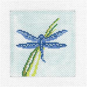 Canvas ~ Blue Dragonfly 3" Sq. handpainted 18 Mesh Needlepoint Canvas by Needle Crossings