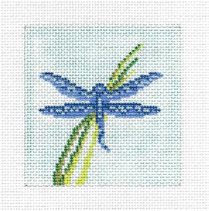 Canvas ~ Blue Dragonfly 3" Sq. handpainted Needlepoint Canvas by Needle Crossings
