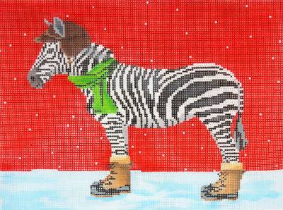 Canvas ~ Zebra Dressed for Winter handpainted 13 mesh Needlepoint Canvas by Scott Church