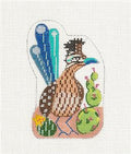 Canvas ~ Southwest ROADRUNNER Bird Ornament handpainted 18 Mesh Needlepoint Canvas by Kamala Juliemar