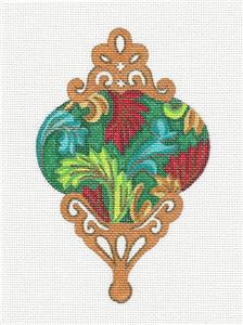 Ornament ~ Jewels & Leaves Ornament handpainted Needlepoint Canvas by Alexa Design