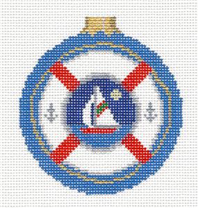 Christmas ~ Nautical Sailing 3.5" Ornament handpainted Needlepoint Canvas by Susan Roberts