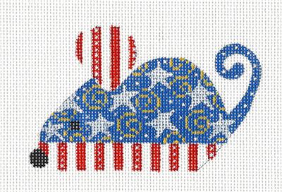 Mouse ~ Patriotic Mouse Stars & Stripes R,W & B handpainted Needlepoint Canvas by CH Designs ~ Danji