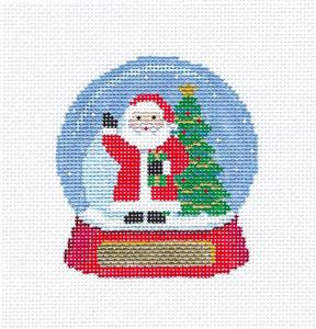 Snow Globe Christmas ~ SANTA & TREE SNOW GLOBE handpainted Needlepoint Canvas Ornament by Susan Roberts