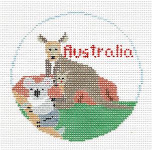 Travel Round ~ Country of AUSTRALIA handpainted Needlepoint Canvas by Kathy Schenkel