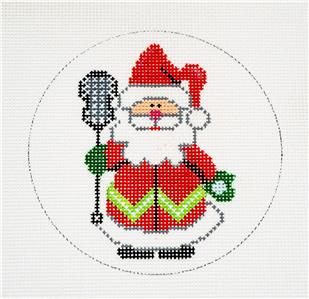 Sports Round -  Lacrosse Santa handpainted Needlepoint Ornament Canvas by ZIA ~ Danji