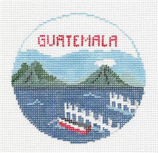 Travel Round ~ Country of GUATEMALA handpainted Needlepoint Canvas by Kathy Schenkel