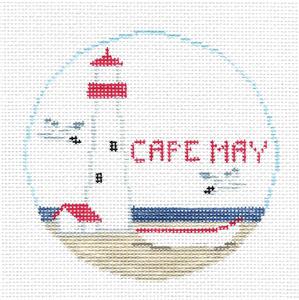 Travel Round ~ CAPE MAY, NEW JERSEY handpainted Needlepoint Canvas by Kathy Schenkel