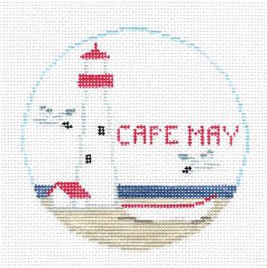 Travel Round ~ CAPE MAY, NEW JERSEY handpainted Needlepoint Canvas by Kathy Schenkel