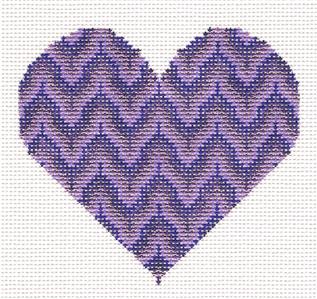 Heart ~ Bargello PURPLE HEART Ornament handpaint Needlepoint Canvas by Tanya Mertel ~ Danji