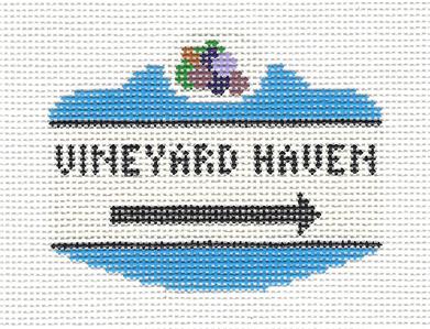 Travel Sign ~  VINEYARD HAVEN ~ Martha's Vineyard, MASS. SIGN Needlepoint Canvas by Silver Needle