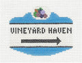 Travel Sign ~  VINEYARD HAVEN ~ Martha's Vineyard, MASS. SIGN Needlepoint Canvas by Silver Needle