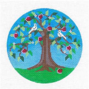 Round ~ TREE of LIFE with 2 DOVES handpainted Needlepoint Canvas by Pepperberry