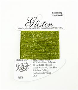 GLISTEN Sparkling Braid #89 Green Olive Needlepoint Thread by Rainbow Gallery