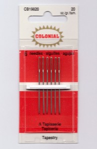 Colonial Tapestry Needle Set of 6 for Needlepoint ~ Made in England ~ Size 20
