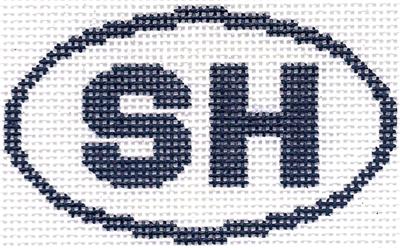 Oval~SH~ Stone Harbor, New Jersey handpainted Needlepoint Canvas by Silver Needle