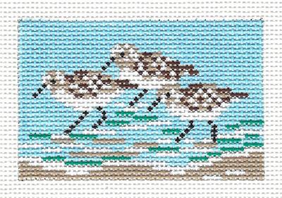 Bird Canvas ~ SANDPIPERS to fit Planet Earth ID TAG 2" by 3" handpainted Needlepoint Canvas Needle Crossings