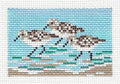 Bird Canvas ~ SANDPIPERS to fit Planet Earth ID TAG 2" by 3" handpainted 18 Mesh Needlepoint Canvas Needle Crossings