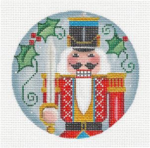 Christmas ~ Nutcracker THE SOLDIER Regal handpainted 18 Mesh 4" Needlepoint Canvas by Rebecca Wood