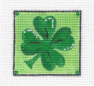 Canvas ~  IRISH 4 LEAF CLOVER handpainted Needlepoint Ornament Canvas by ZIA ~ Danji