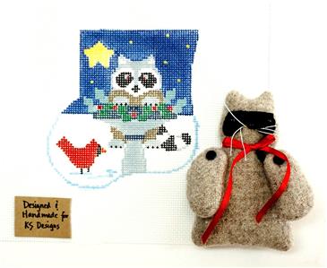 Canvas Set ~ Raccoon & CANVAS SET ~ HP Needlepoint Canvas Ornament by Kathy Schenkel