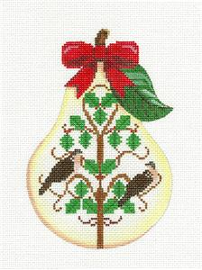 Pear ~ 12 Days of Christmas PEAR ~ 2 Turtle Doves ~ HP Needlepoint Canvas by Painted Pony