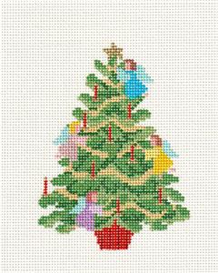 Christmas ~ Christmas ANGEL TREE handpainted 18 Mesh Needlepoint Canvas Ornament by Susan Roberts