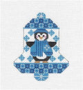 Bell-Penguin in Blue Bell handpainted Needlepoint Ornament by CH Design ~ Danji