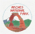 Travel Round ~ ARCHES NATIONAL PARK, UTAH handpainted 18 Mesh Needlepoint Canvas by Kathy Schenkel