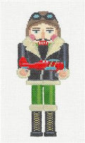 Nutcracker ~ Pilot Nutcracker with Airplane 18 Mesh handpainted Needlepoint Ornament Susan Roberts