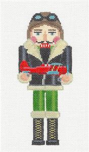 Nutcracker ~ Pilot Nutcracker with Airplane 18 Mesh handpainted Needlepoint Ornament Susan Roberts