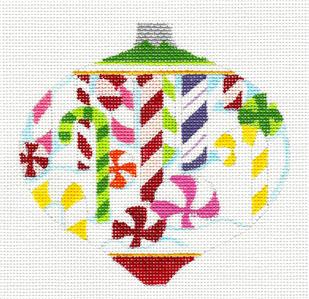Christmas ~ Peppermint Forest Ornament handpainted Needlepoint Canvas by Raymond Crawford