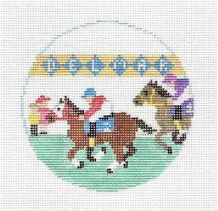 Travel Round~Del Mar Race Track in California handpainted Needlepoint Canvas by Kathy Schenkel