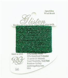 GLISTEN Sparkling Braid #40 Pine Green Needlepoint Thread by Rainbow Gallery