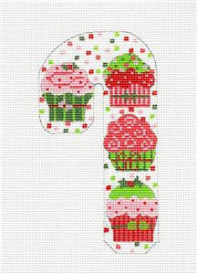 Candy Cane ~ Cup Cakes Medium Candy Cane handpainted Needlepoint Canvas by CH Designs from Danji