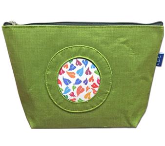 Accessory ~ Silk Zip Clutch Purse Bag in Green for 2.75" Rd. Needlepoint Canvas by LEE