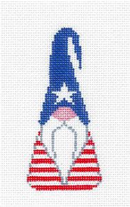Gnome ~ Gnome in Patriotic Outfit handpainted Needlepoint Ornament Canvas by ZIA ~ Danji