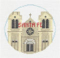 Travel Round ~ SANTA FE, NEW MEXICO handpainted Needlepoint Canvas by Kathy Schenkel