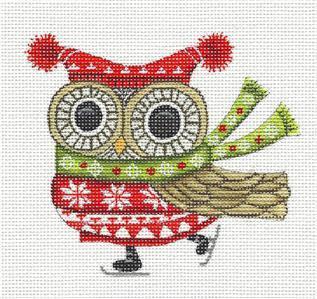 Nordic Canvas ~ "Nordic Owl" handpainted Needlepoint Ornament Canvas by Lori Siebert from Painted  Pony