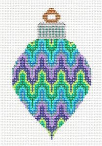 Bulb ~ Bargello DROP Ornament handpainted Needlepoint Canvas by Tanya Mertel ~ Danji