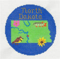 Round~ 4.25" NORTH DAKOTA handpainted Needlepoint Canvas Ornament by Silver Needle