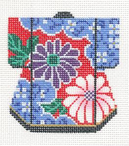 Kimono ~ Oriental Mum Flowers Petite Japanese Kimono handpainted Needlepoint Canvas by LEE