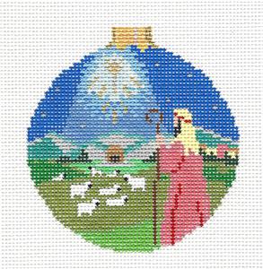 Christmas ~ Shepherd, Sheep & Christmas Star Ornament handpainted Needlepoint Canvas by Susan Roberts
