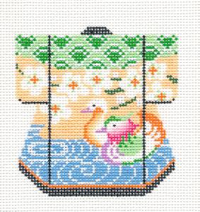 Kimono ~ Oriental Mandarin Ducks Petite Japanese Kimono handpainted Needlepoint Canvas by LEE