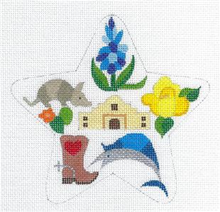 Star~TEXAS STAR handpainted Needlepoint Ornament Canvas by Raymond Crawford