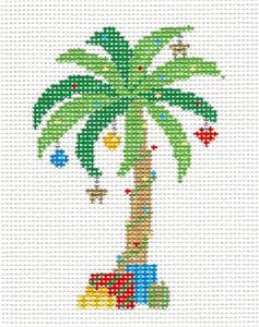 Christmas ~ Tropical Christmas PALM TREE with Gifts 18 Mesh handpainted Needlepoint Canvas Ornament by Susan Roberts