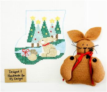 Canvas SET ~ Rabbit & CANVAS SET ~ HP Needlepoint Canvas Ornament by Kathy Schenkel